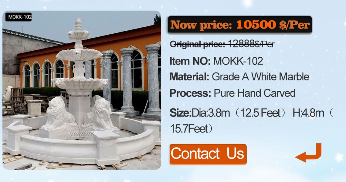 Carved outdoor tiered stone water fountain with angels UK