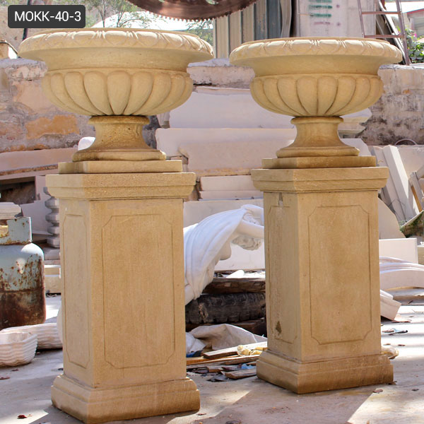 inexpensive natural marble pot pedestal for garden decoration