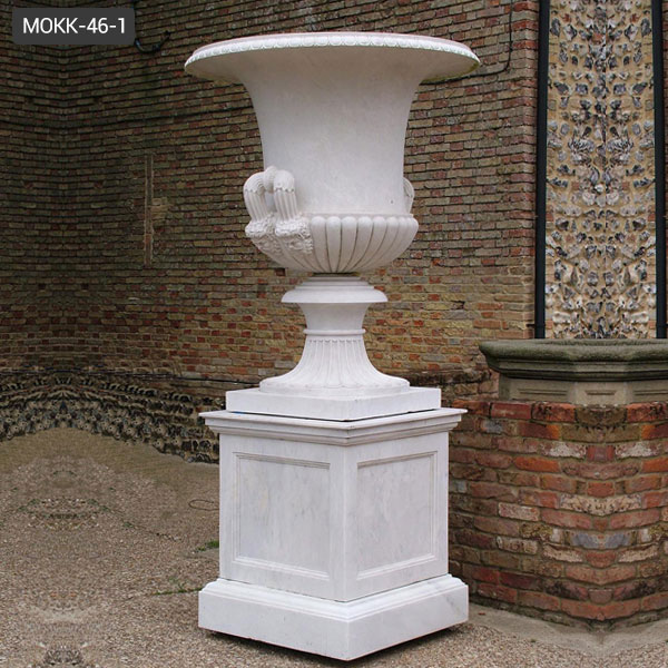 white marble outside plant planters UK