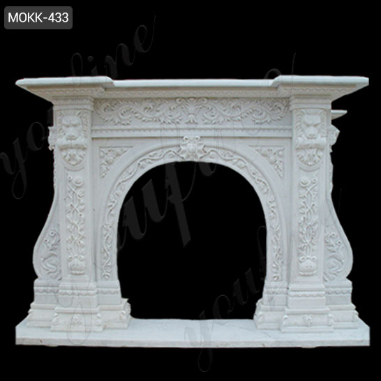 art deco lion limestone fireplace hearth renovation cabinet ...