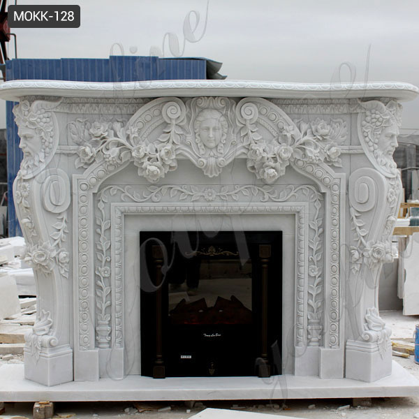 large mid century travertine fireplace surrounds ...
