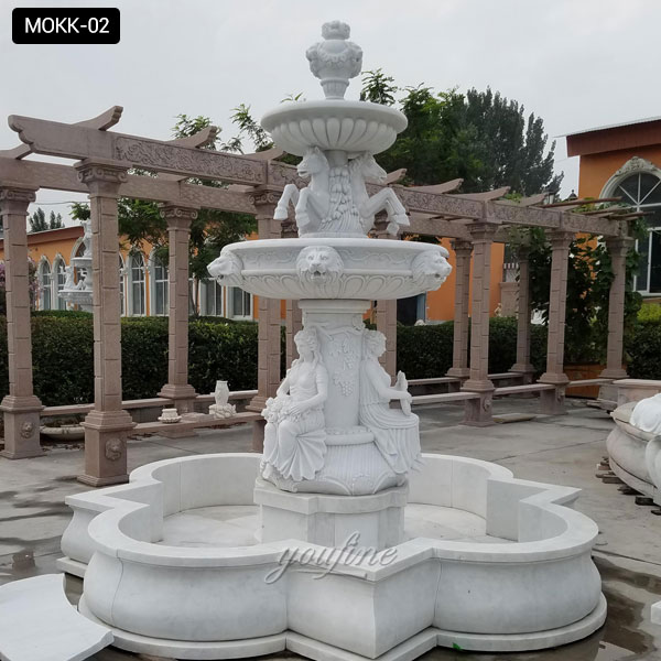 Interior with Large parks stone fountains with dolphin ...