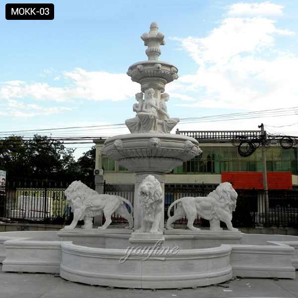 Modern outdoor 3 tiered stone fountain with statues online