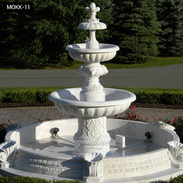 yard 2 tiered marble fountain with dolphin for decor ...