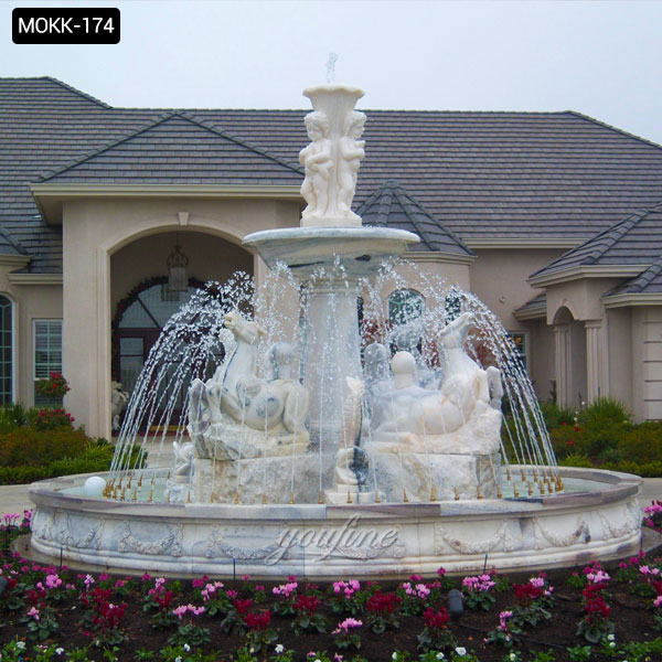 Shop outdoor 4 tiered marble fountain with statues UK