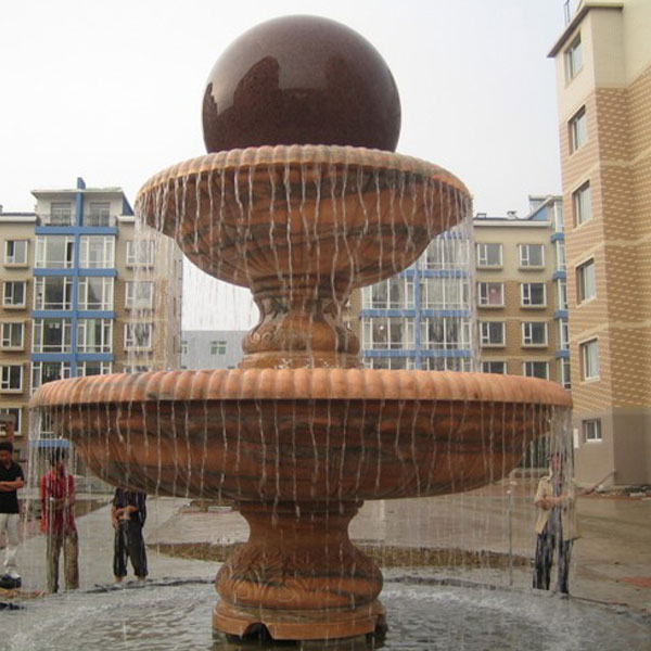 Interior with Large parks stone fountains with dolphin ...