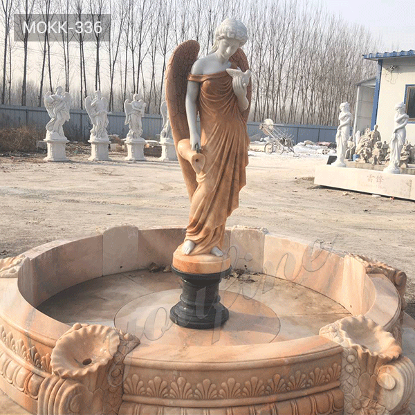 Interior with Large 2 tiered stone fountain art for home decor