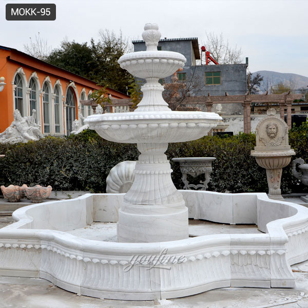 Interior with Large parks stone fountains with dolphin ...