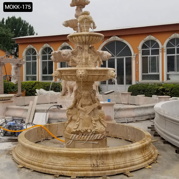 front yard tiered marble fountain with lion for sale