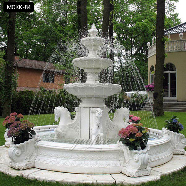 3 tier stone water fountain driveway with lion quotes