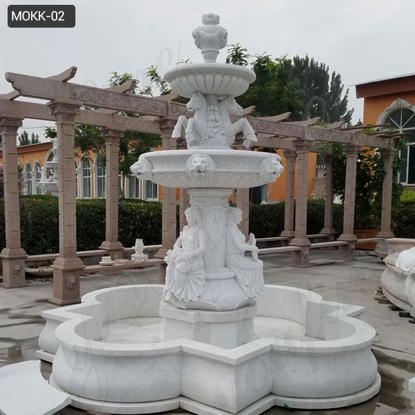 Outdoor 3 Tiered water fountain Natural Stone Garden Horse Fountains MOKK-02