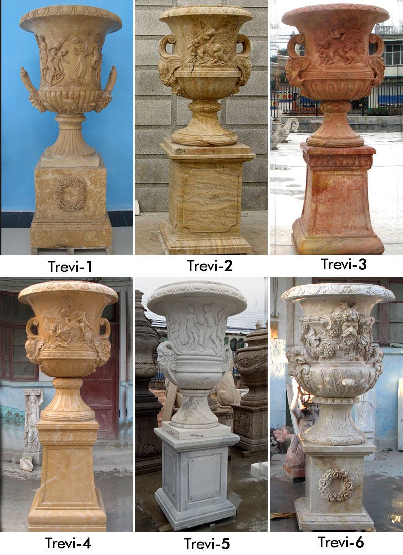 Outdoor Natural Marble Flower Pot Planting Special Western Modern Design Simple Style-MOKK-46