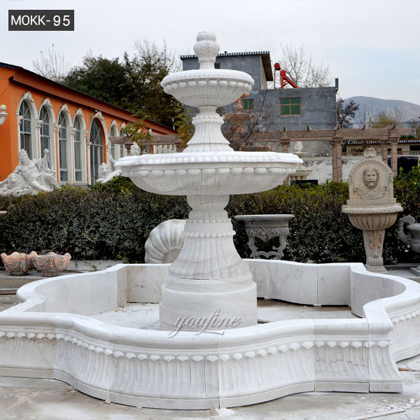 Outdoor Pure White Marble Garden Fountain Small 3 Tiered Water Fountain for Backyard Decor for Sale–MOKK-95