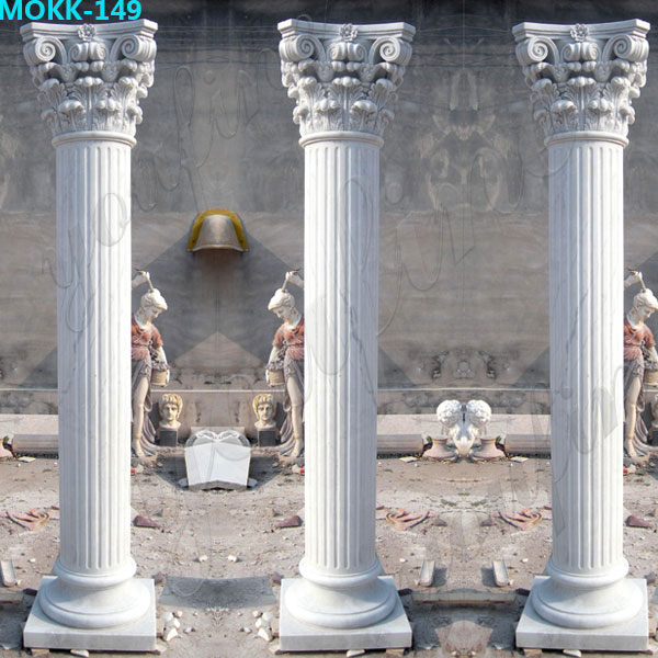 White Marble Greek Column Corinthian Order Round Fluted Wedding Columns for Sale MOKK-149