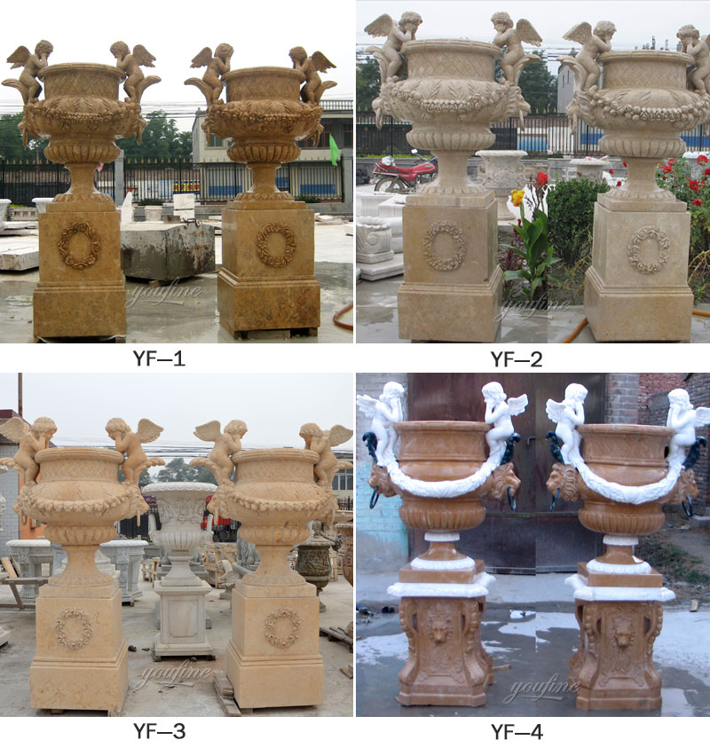 Marble Flower Planter Sample Design for Home and Outdoor Life Size Statue for Sale -MOKK-52