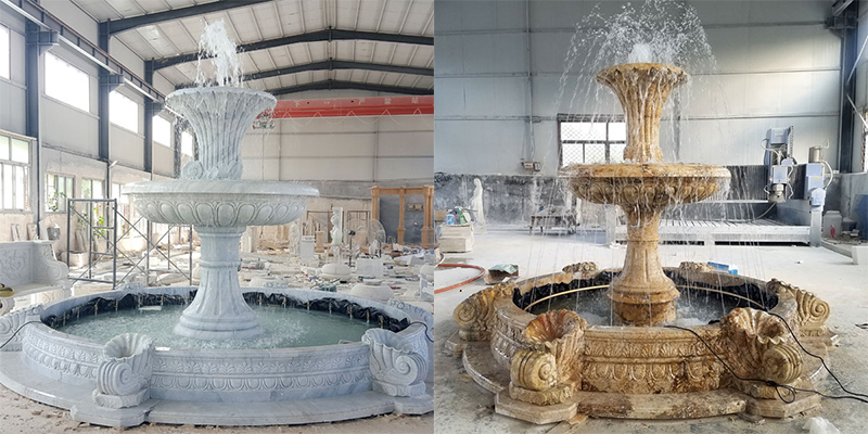hot sell two tiered cheap life size pure white marble fountain for garden decor for sale