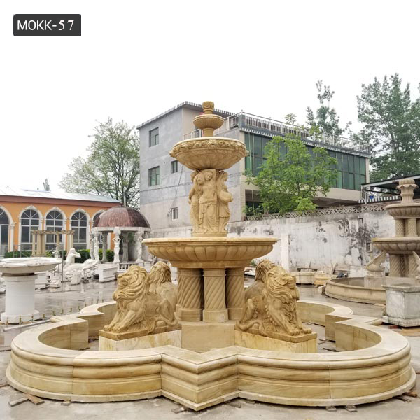 Hot Sale Life Size Marble Lions Fountain Outdoor Tiered Fountain  MOKK-57