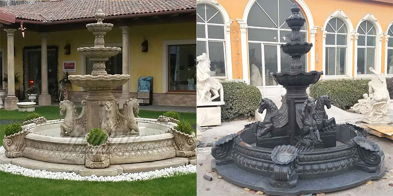 outdoor tiered fountain,