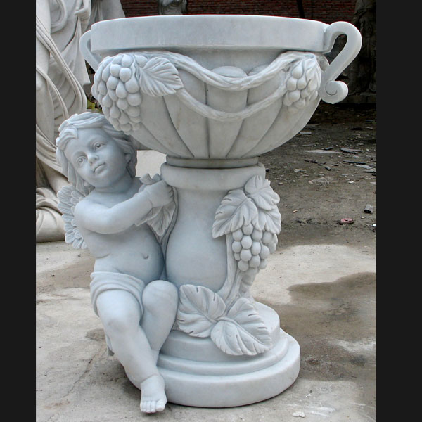 Special Western Modern Design Marble Flower Pot Planting Outdoor Statue Simple Style-MOKK-47