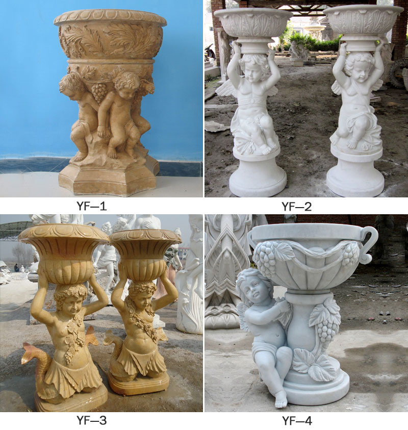 Special Western Modern Design Marble Flower Pot Planting Outdoor Statue Simple Style-MOKK-47