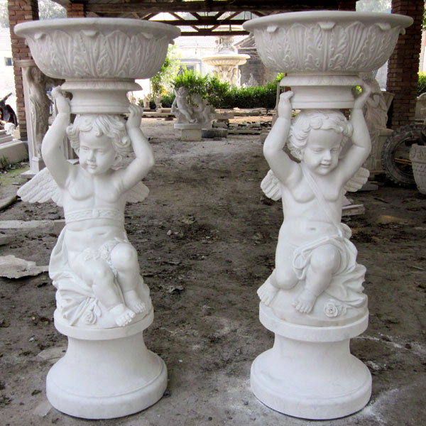 Special Western Modern Design Marble Flower Pot Planting Outdoor Statue Simple Style-MOKK-47