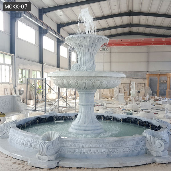 Two Tiered Cheap Life Size Pure White Marble Fountain for Garden Decor for Sale MOKK-07