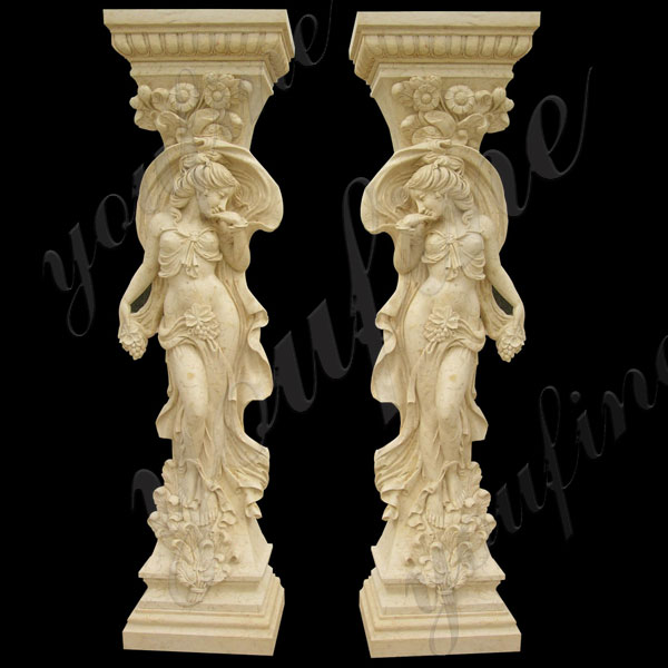 Antique Marble Column Greek Stone Driveway Entrance Columns Statue Design for Sale MOKK-156