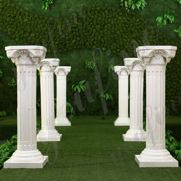 Hand Carved Ionic Order Column Round Fluted Marble Pillars for the Welcome Venue for Sale MOKK-154