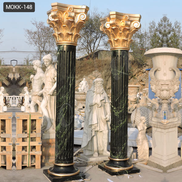 Large Outdoor Marble Round Porch Columns for Porch Greek Corinthian Order With Fluted Design for Sale MOKK-148