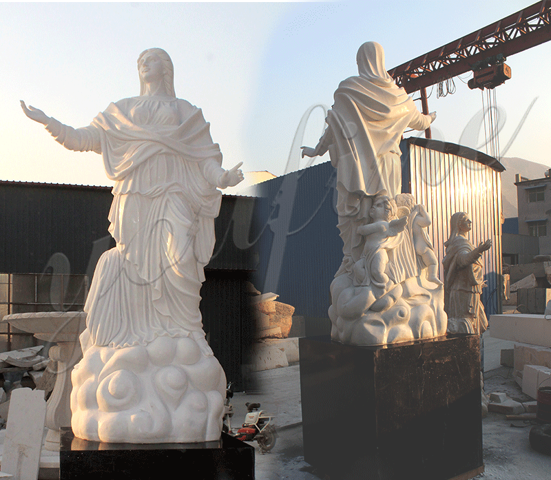 Outdoor White Marble Mary Religion Statues Life Size Catholic of Our Lady of Grace Church Statues for Sale -MOKK-334