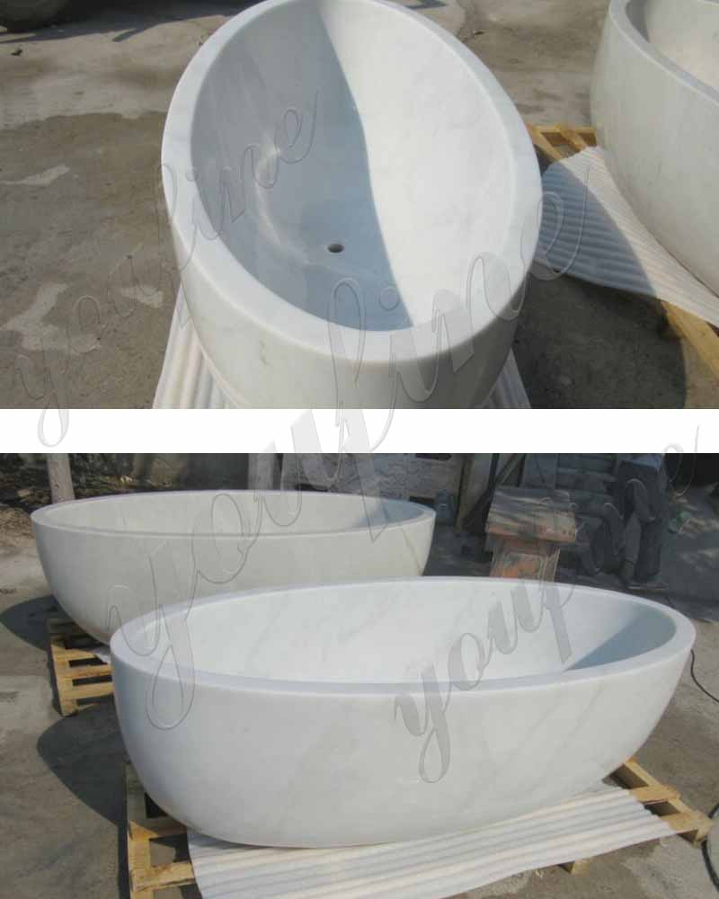 White Marble Interior Decoration Bathroom Essential Artifact Natural Marble Tub Hot Sale-MOKK-339