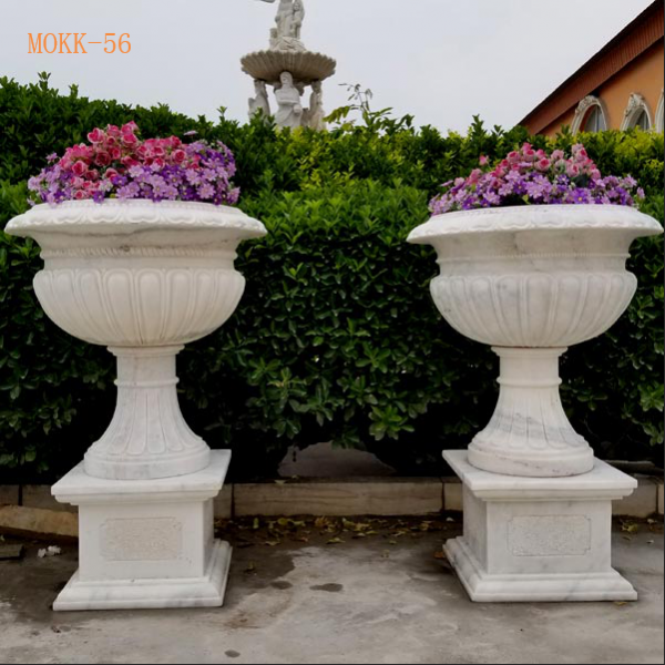 Marble Planter Pot Garden Planting Decoration Hunan White Natural Marble Hot Sale-MOKK-56