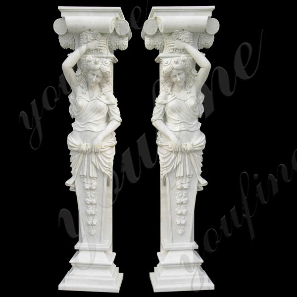 White Marble Greek Figure Statue Column for Front Porch with for Sale MOKK-159