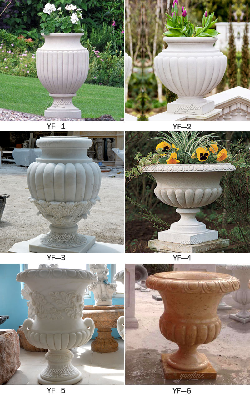Outdoor Decorative Effect Marble Natural Marble Modern Hot Sale Antique Flower Marble Planter-MOKK-54