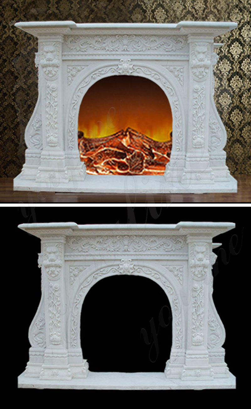 hand carved marble fireplace mantel for sale