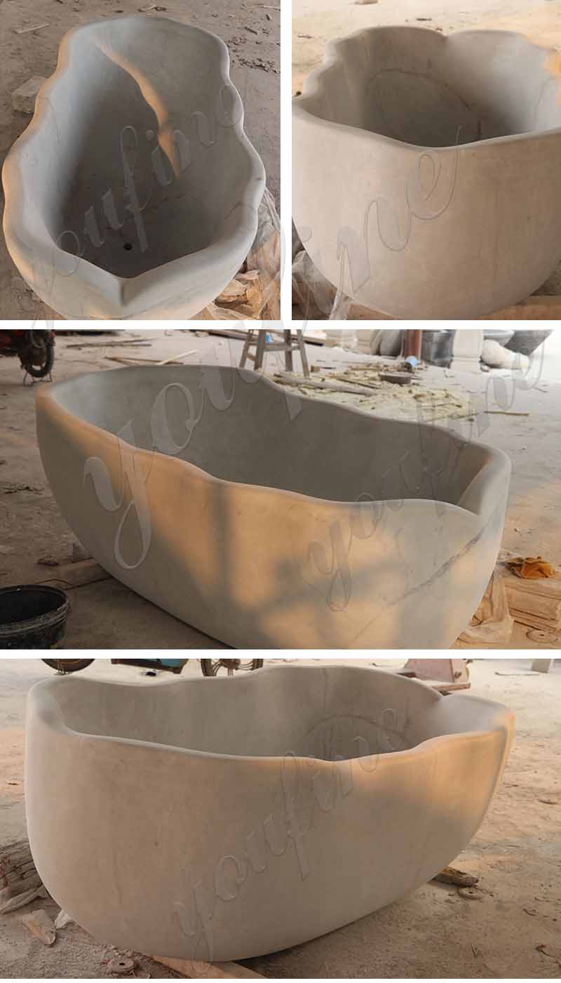 White Marble  Decoration Bathroom Essential Artifact Natural Marble Tub Hot Sale for Washroom-MOKK-340