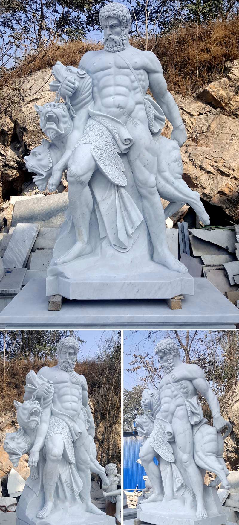 Marble Hercules Hunan White Natural Marble Carving Outdoor Decoration Famous Sculpture Hot Sale-MOKK-74