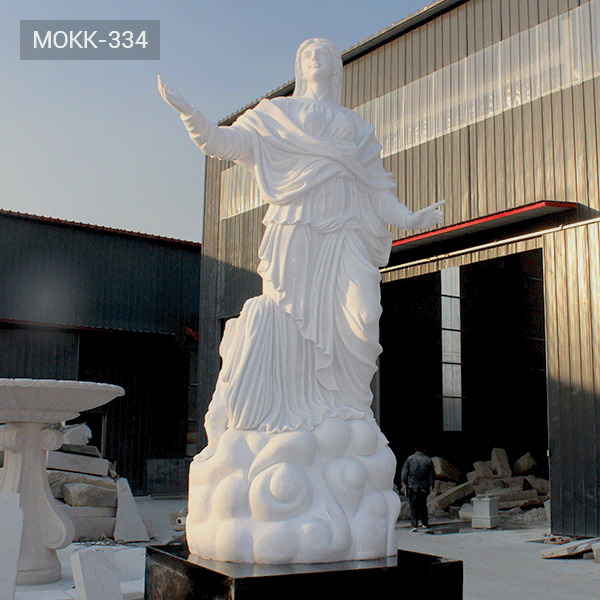 Outdoor White Marble Mary Religion Statues Life Size Catholic of Our Lady of Grace Church Statues for Sale -MOKK-334