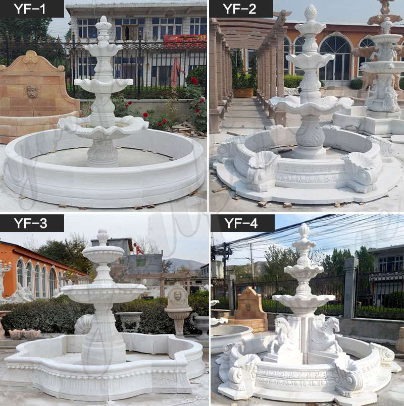 Exquisite White Marble Three Tired Patio Water Fountain for Sale