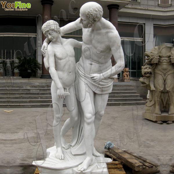 Greek Art Garden Naked Statue Sitting Man Marble Statue for Sale MOKK-73