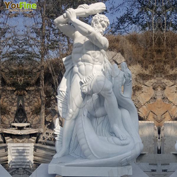 Hand Carved Art Garden Naked Statue Hercules Man Marble Statue for Sale MOKK-75