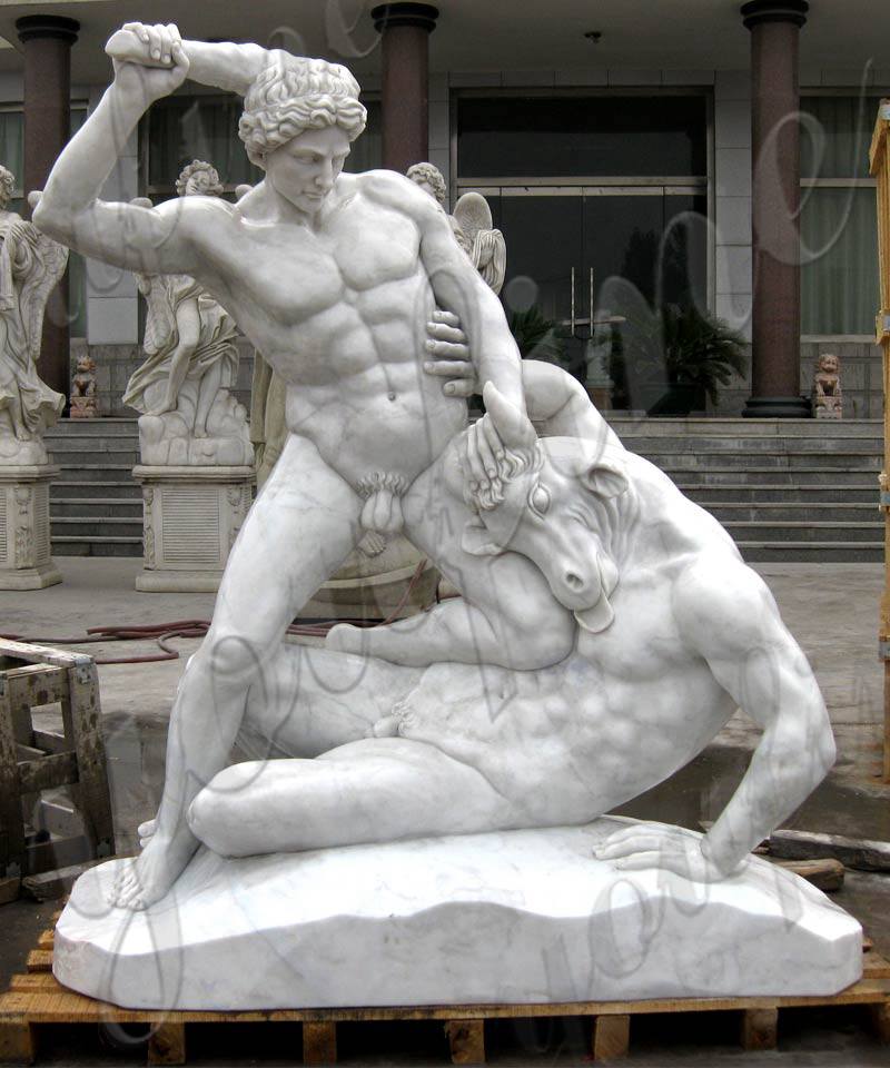 Famous Outdoor Garden Marble Hercules and Minotaur Statues Sale