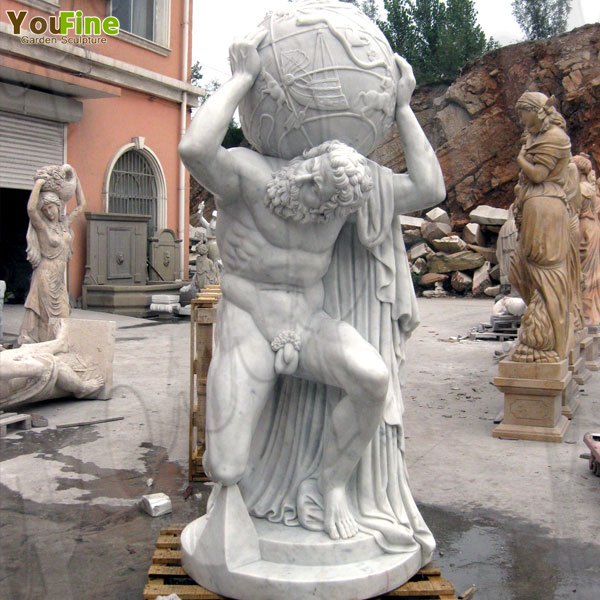 Outdoor Garden Decoration Marble Atlas Statue Bearing the Heavens for Sale MOKK-80