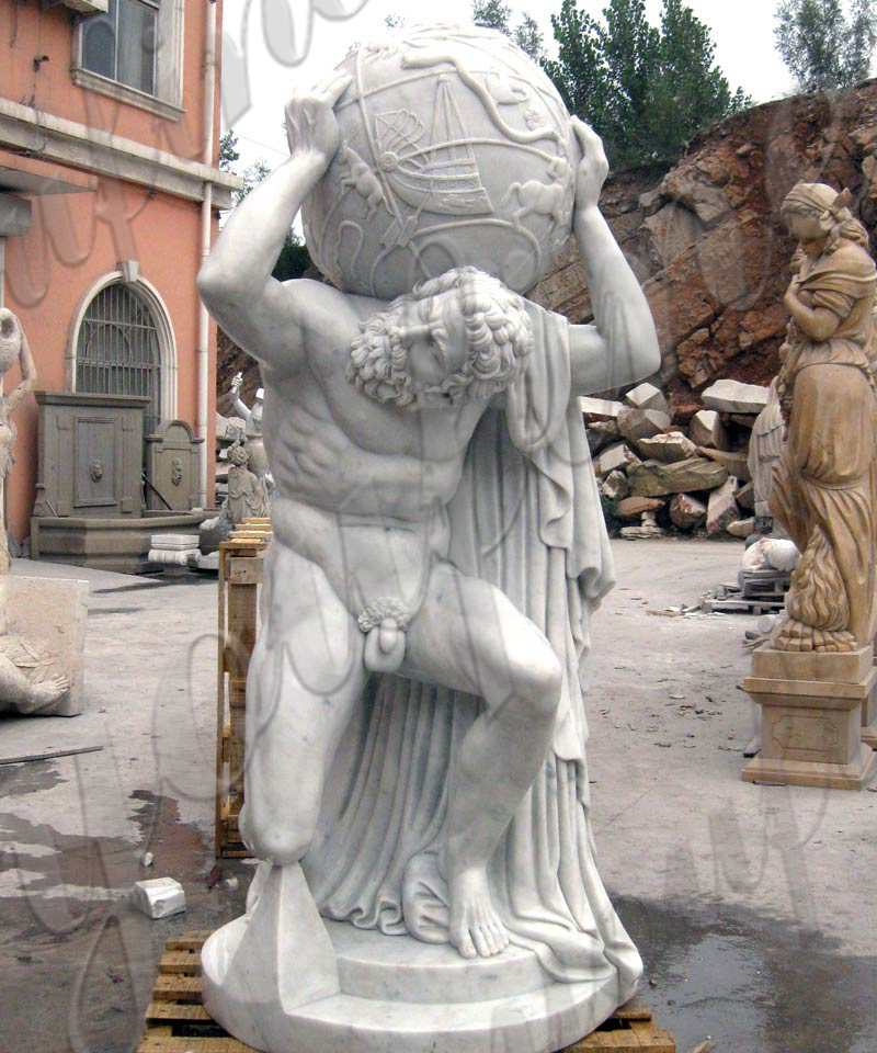 Outdoor Garden Decoration Marble Atlas Statue Bearing the Heavens for Sale