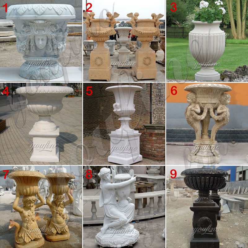 Garden Marble Flower Pots Outdoor Decoration planter for Sale MOKK-662