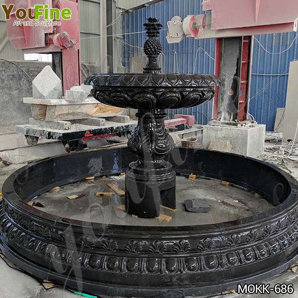 Black Granite Tiered Water Fountain for Outdoor Decor Manufacturers for Sale MOKK-686