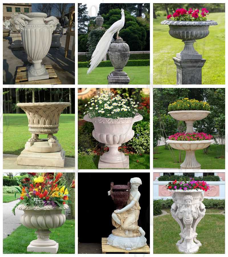 Delicate Garden Decoration Marble Flower Pots with Human for MOKK-711