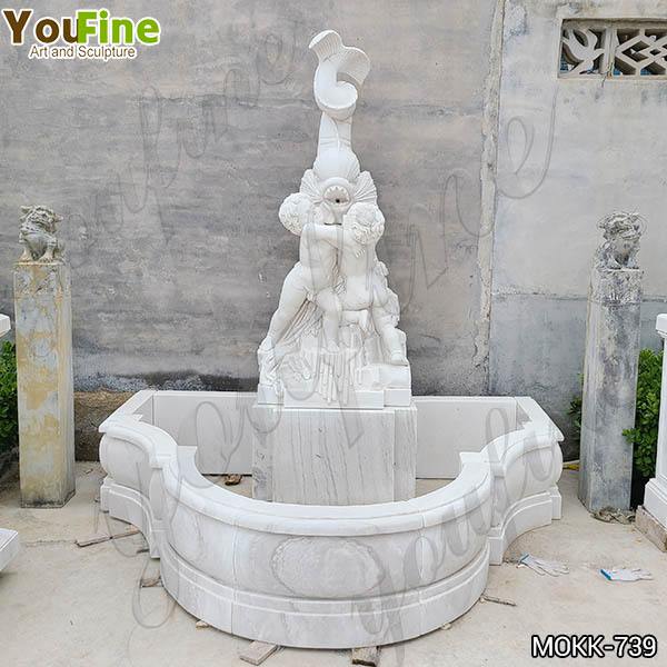 Pure White Marble Water Angel Fish Wall Fountain for Sale MOKK-739