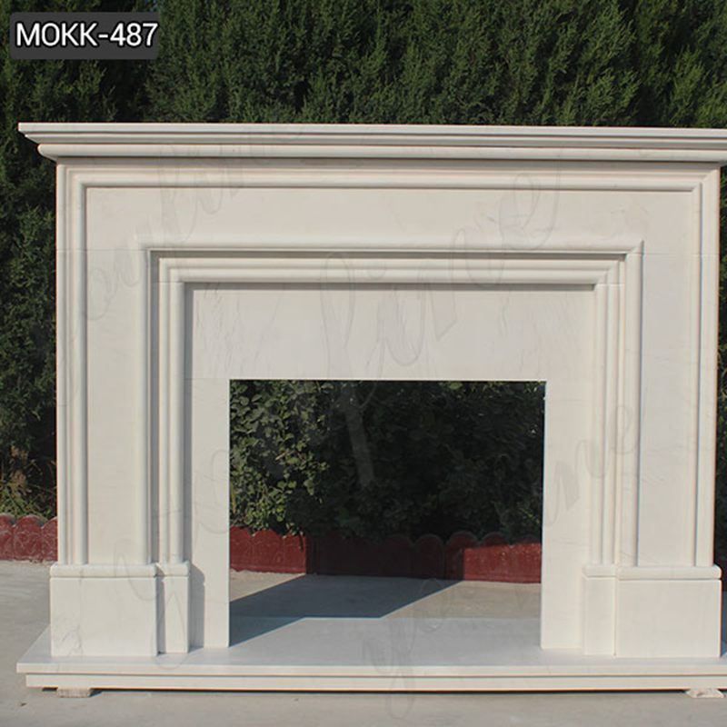 Simple Modern Stone Design White Outdoor Stone Fireplace