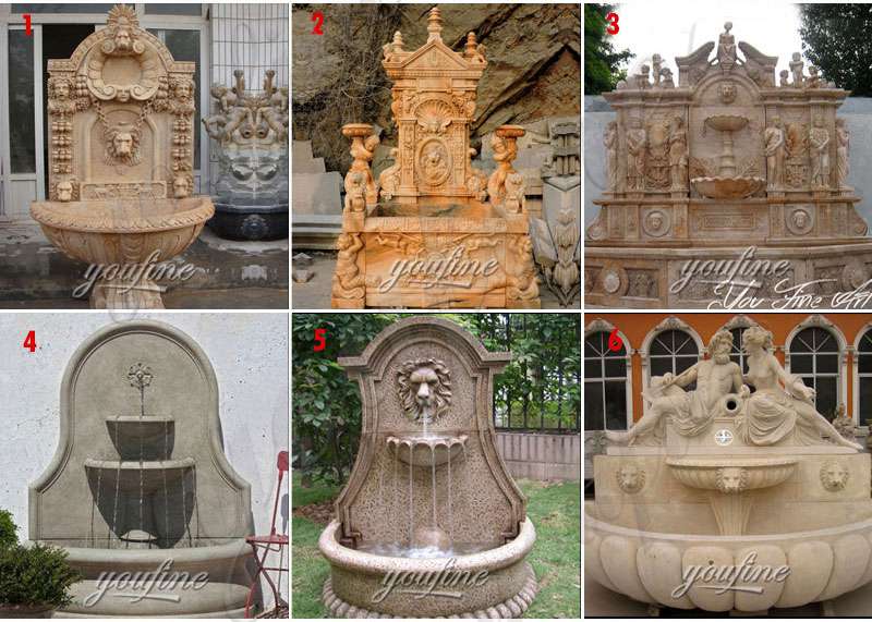 Garden Natural Black Granite Wall Fountain with Flora for Sale MOKK-741